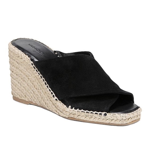 Vince Shoes - Vince Gaelan Square Toe Crisscross Espadrille Wedge Sandals